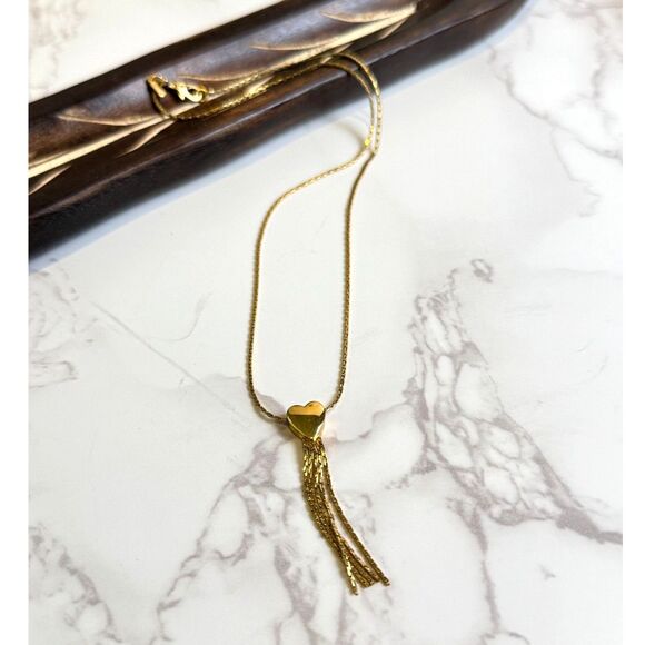 Vintage Monet Heart Tassel Necklace - Picture 1 of 4